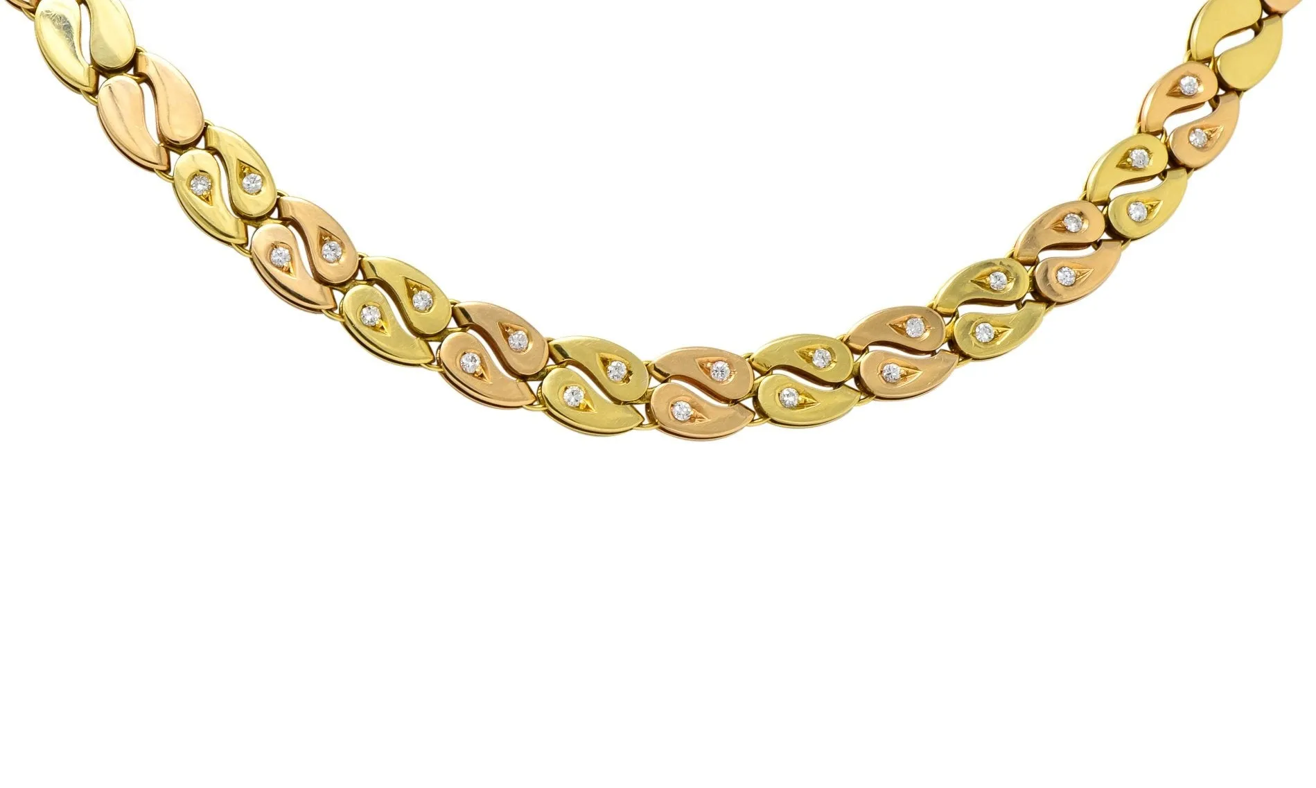 Black Starr and Frost Retro 18 Karat Two-Tone Gold Collar Link Necklace