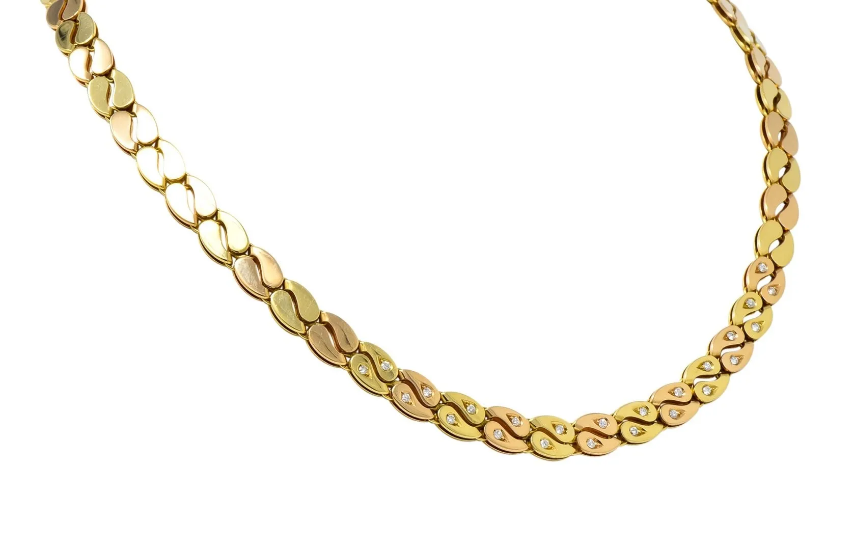 Black Starr and Frost Retro 18 Karat Two-Tone Gold Collar Link Necklace