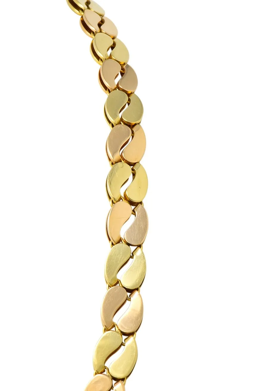 Black Starr and Frost Retro 18 Karat Two-Tone Gold Collar Link Necklace
