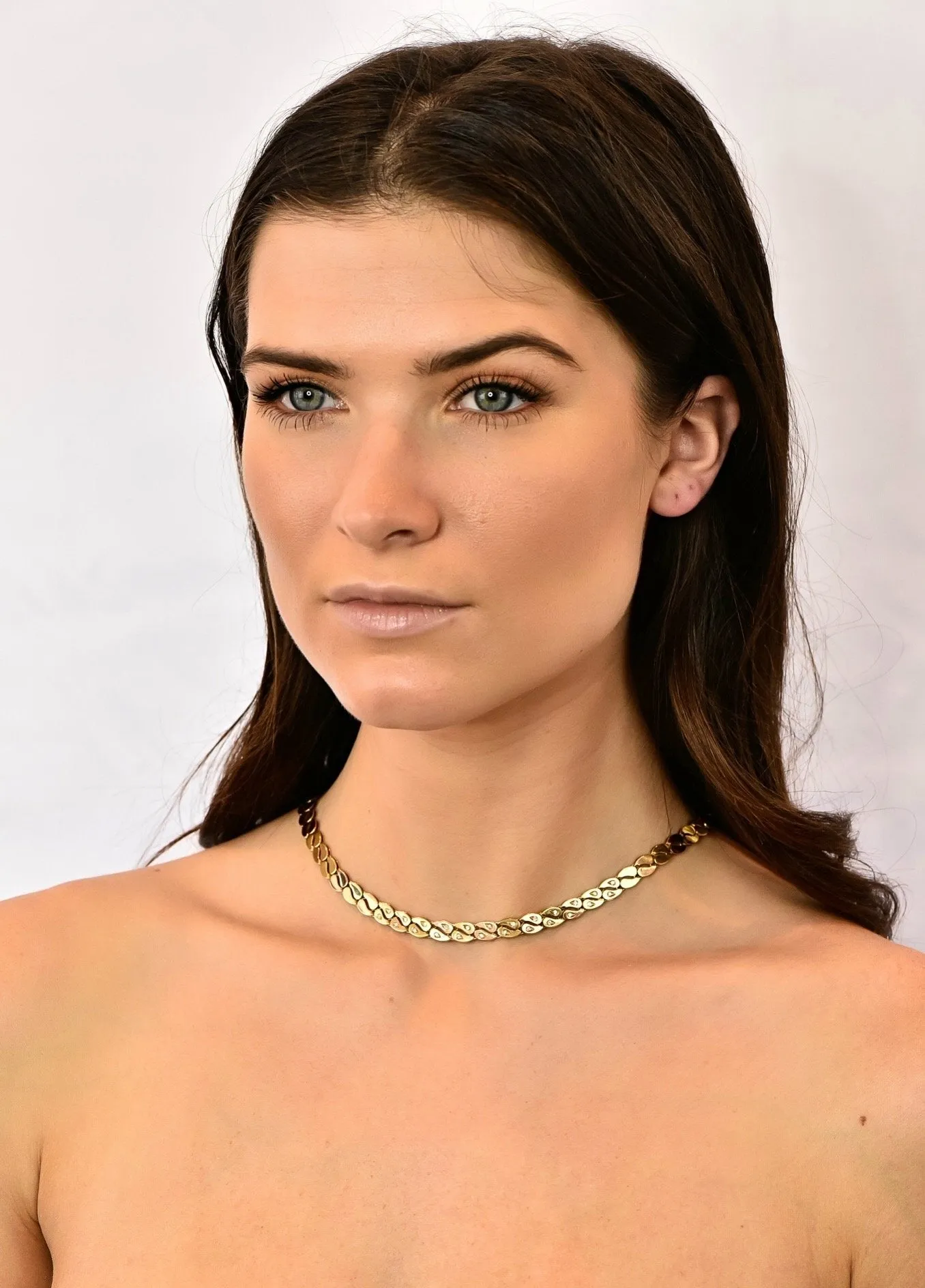 Black Starr and Frost Retro 18 Karat Two-Tone Gold Collar Link Necklace