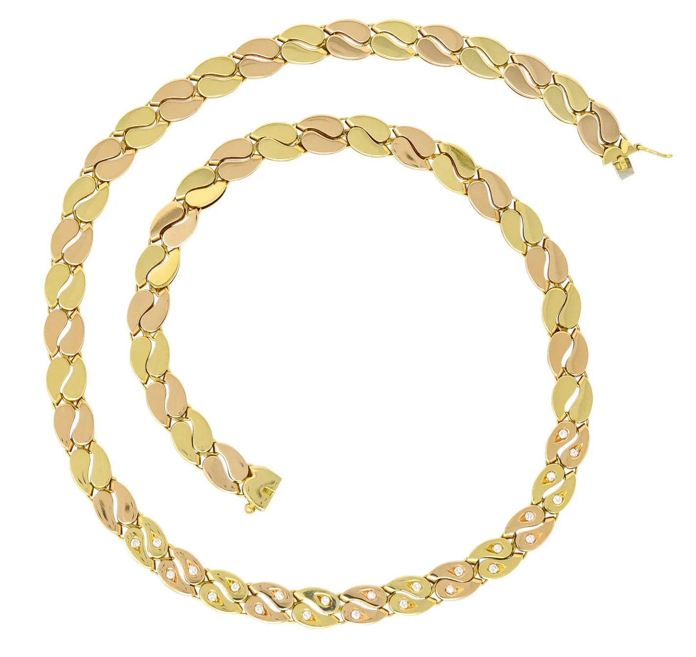 Black Starr and Frost Retro 18 Karat Two-Tone Gold Collar Link Necklace