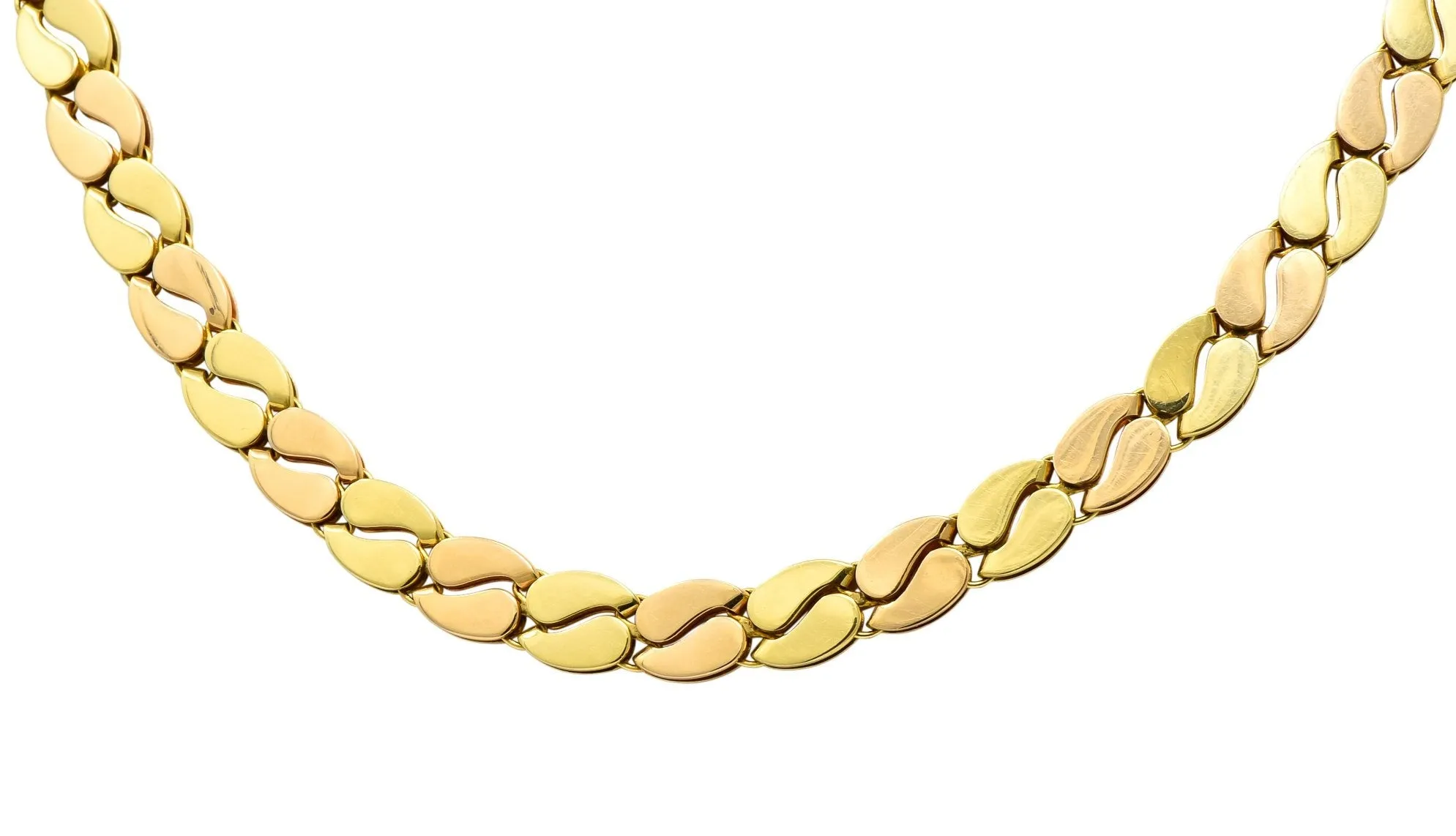 Black Starr and Frost Retro 18 Karat Two-Tone Gold Collar Link Necklace