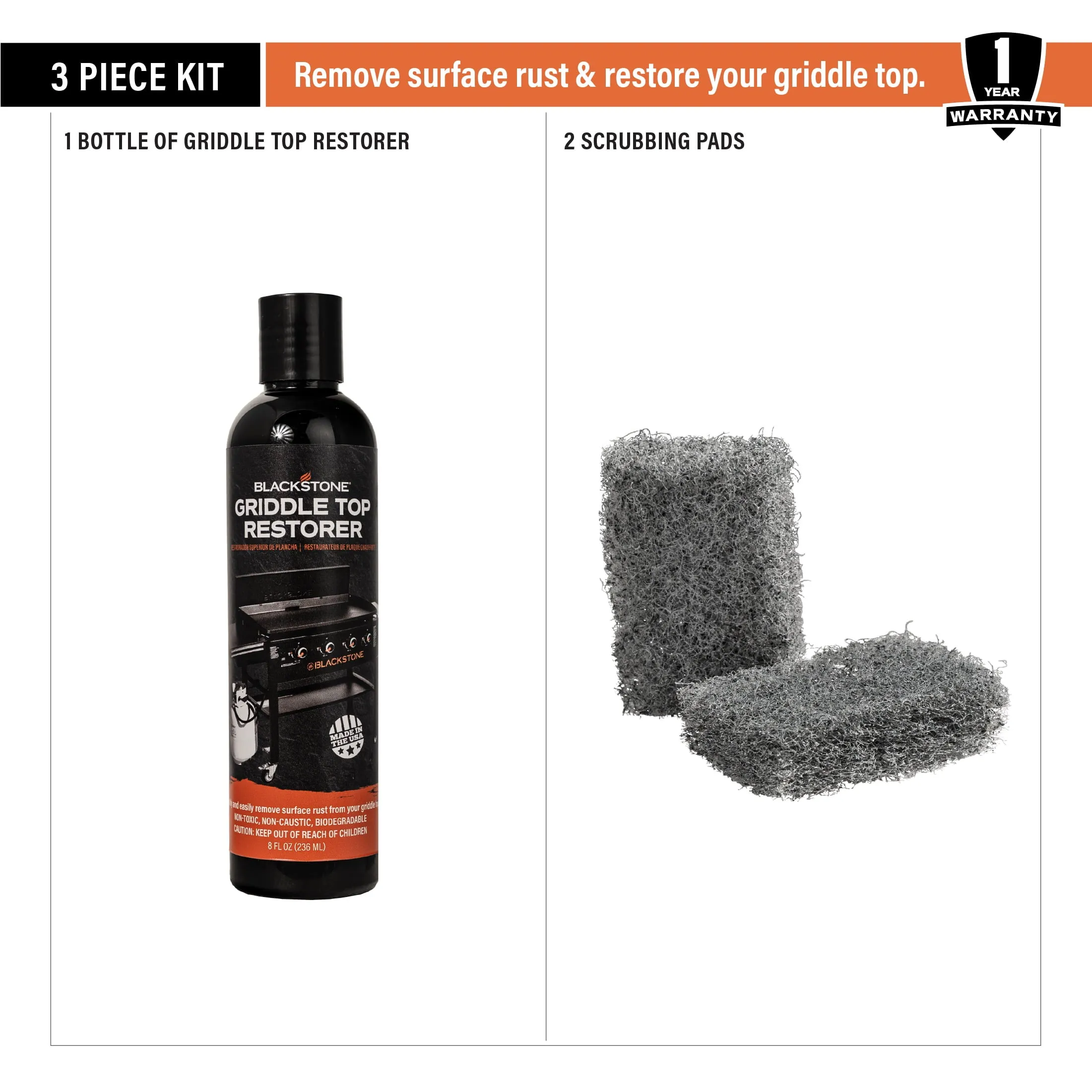 Blackstone 8 oz. Griddle Top Restoration Kit with Applicator Pads-Fresh Stock-US