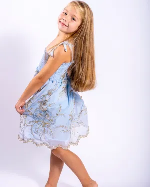 Blue and gold dress