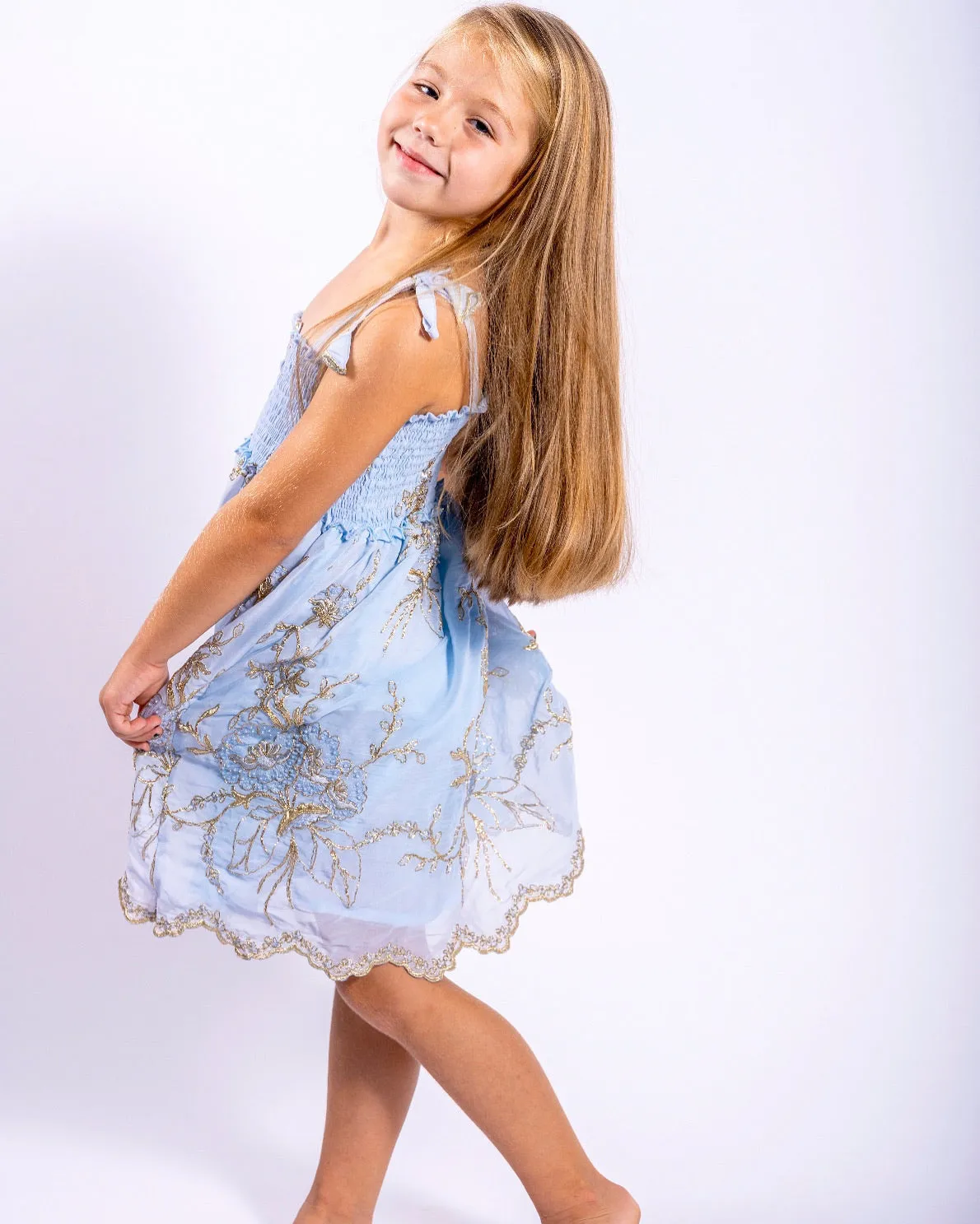 Blue and gold dress