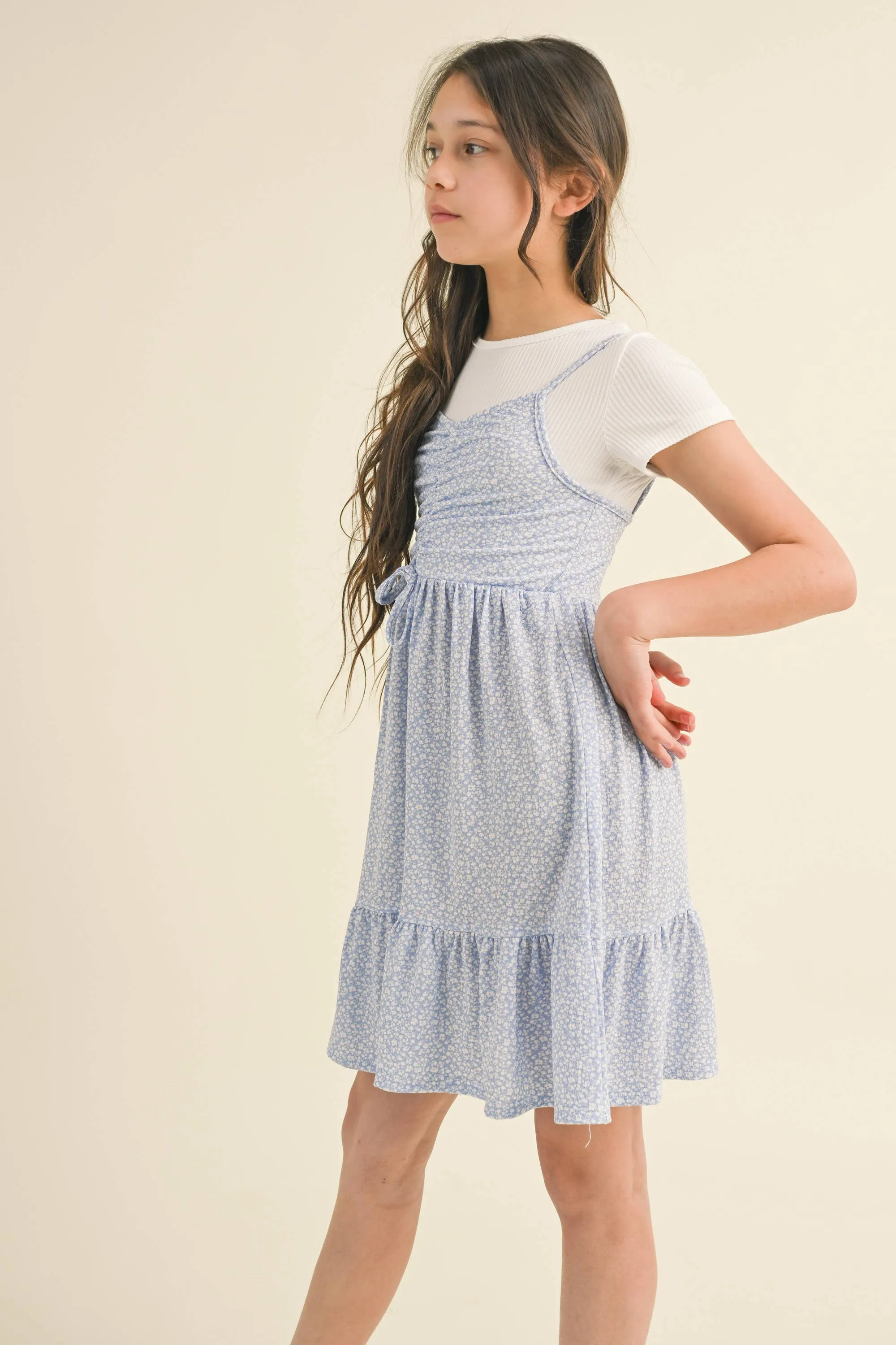 Blue Cinched Top Dress 2pc