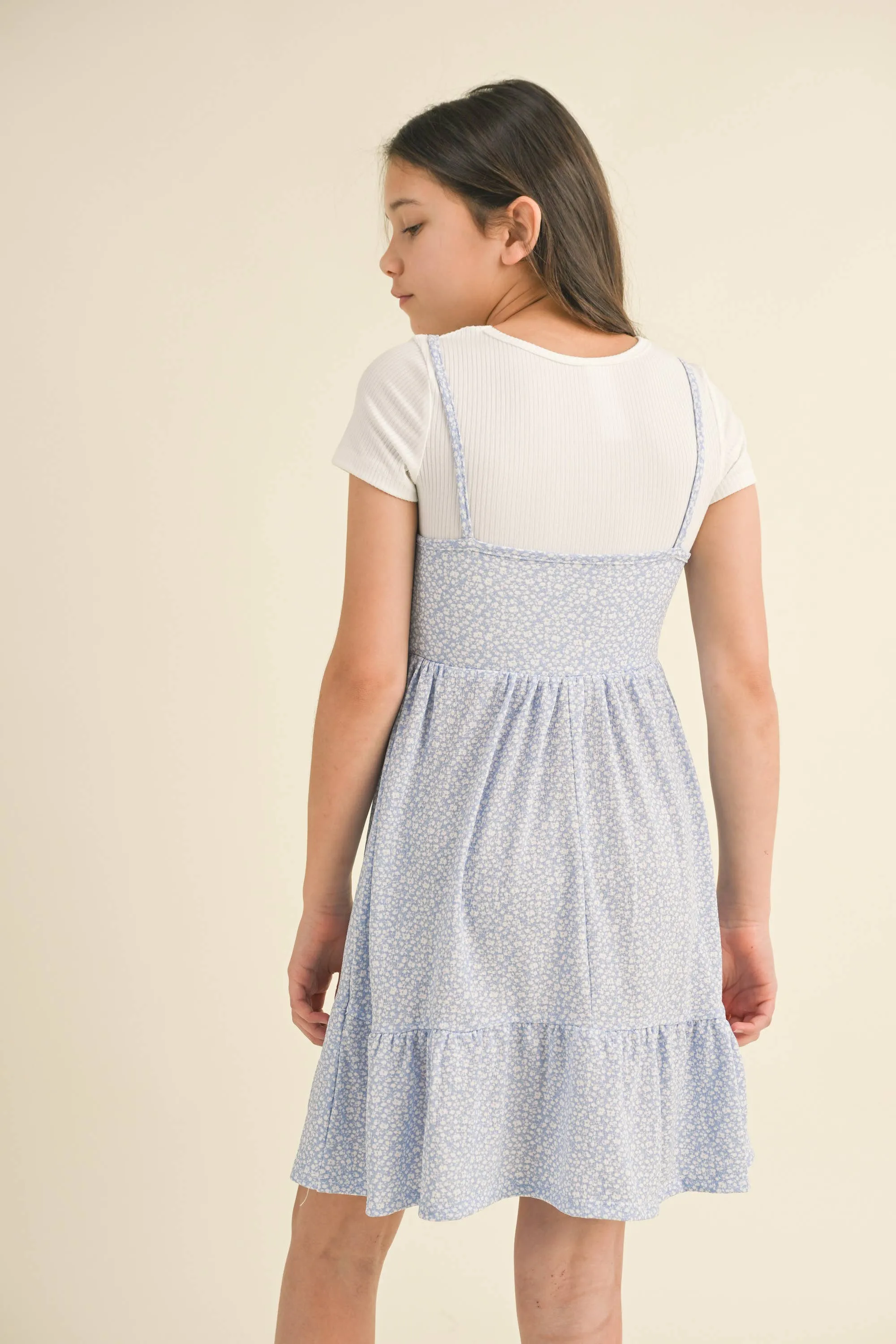 Blue Cinched Top Dress 2pc