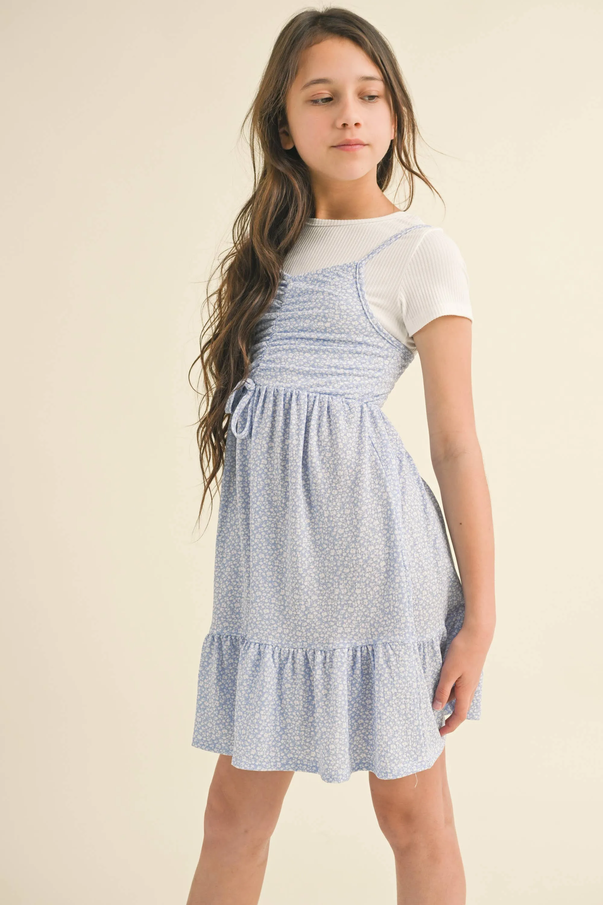 Blue Cinched Top Dress 2pc