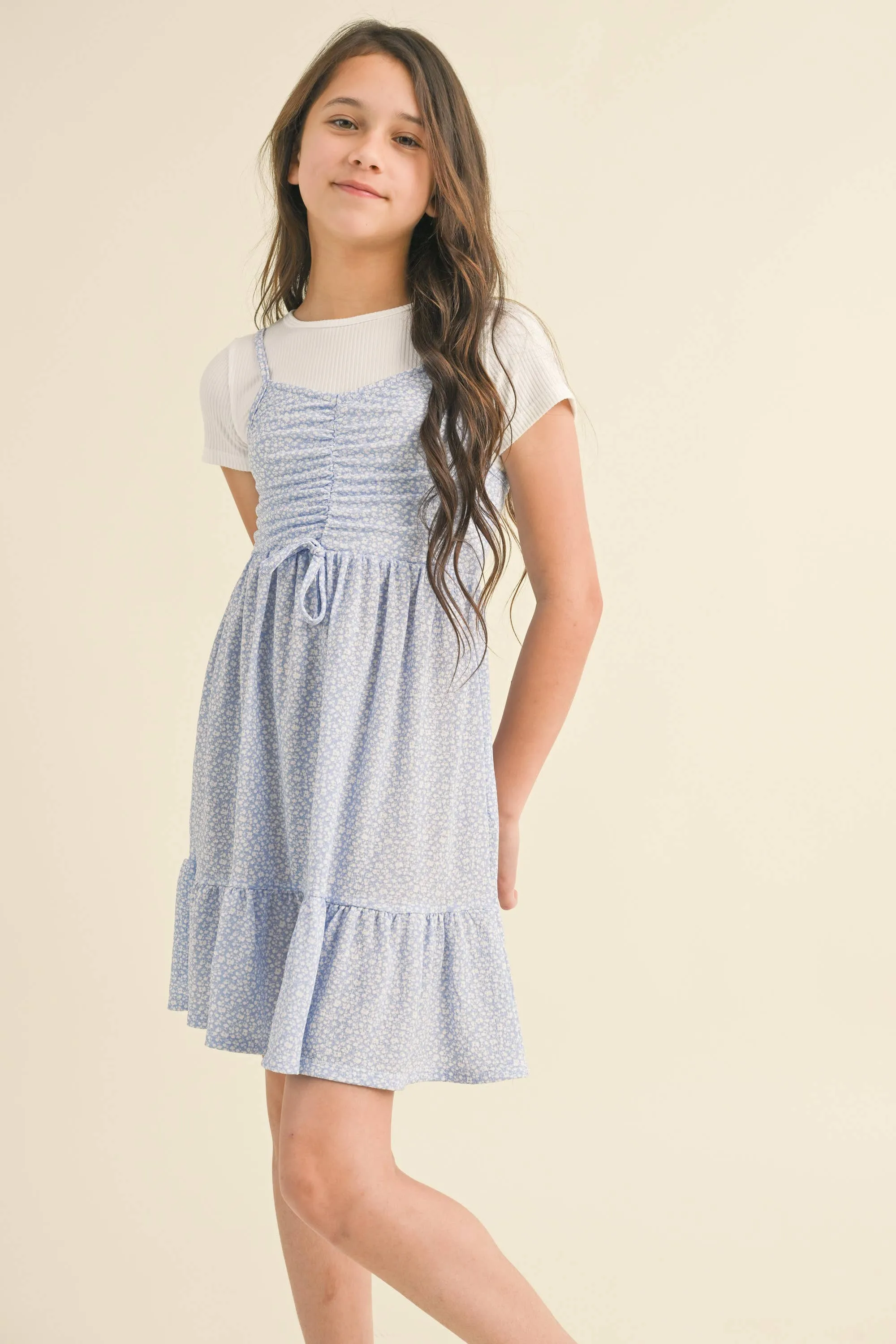 Blue Cinched Top Dress 2pc