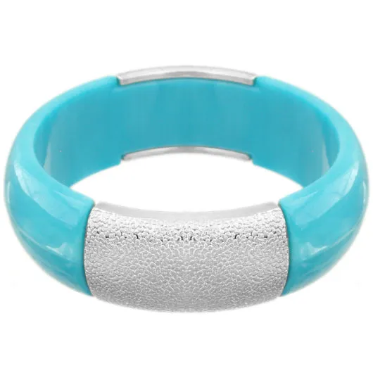 Blue Frosted Resin Bangle Bracelet