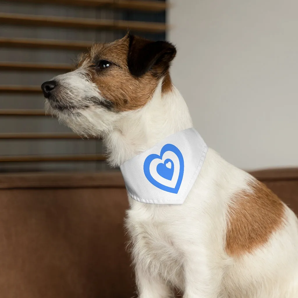 Blue Love Heart Pet Bandana Collar