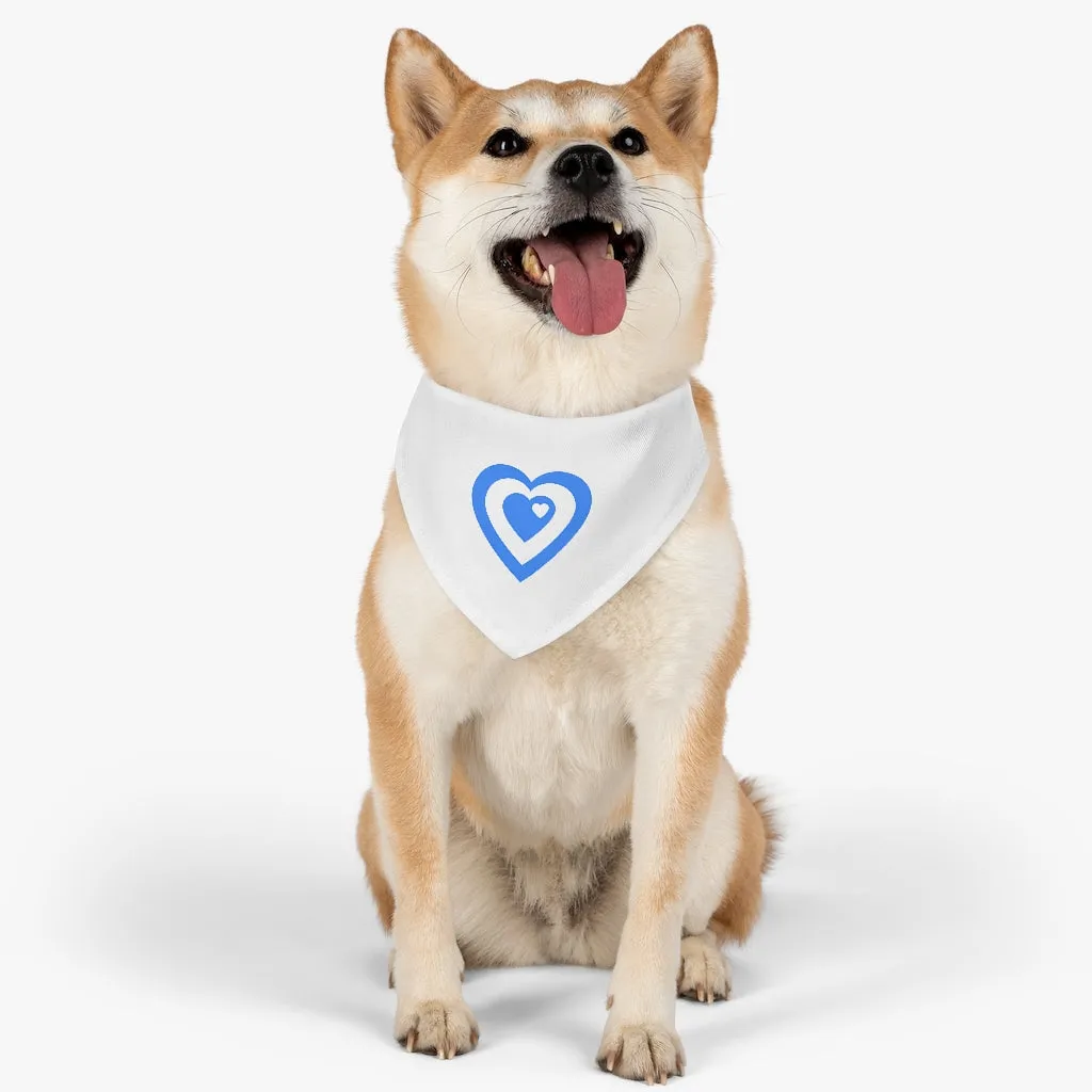 Blue Love Heart Pet Bandana Collar