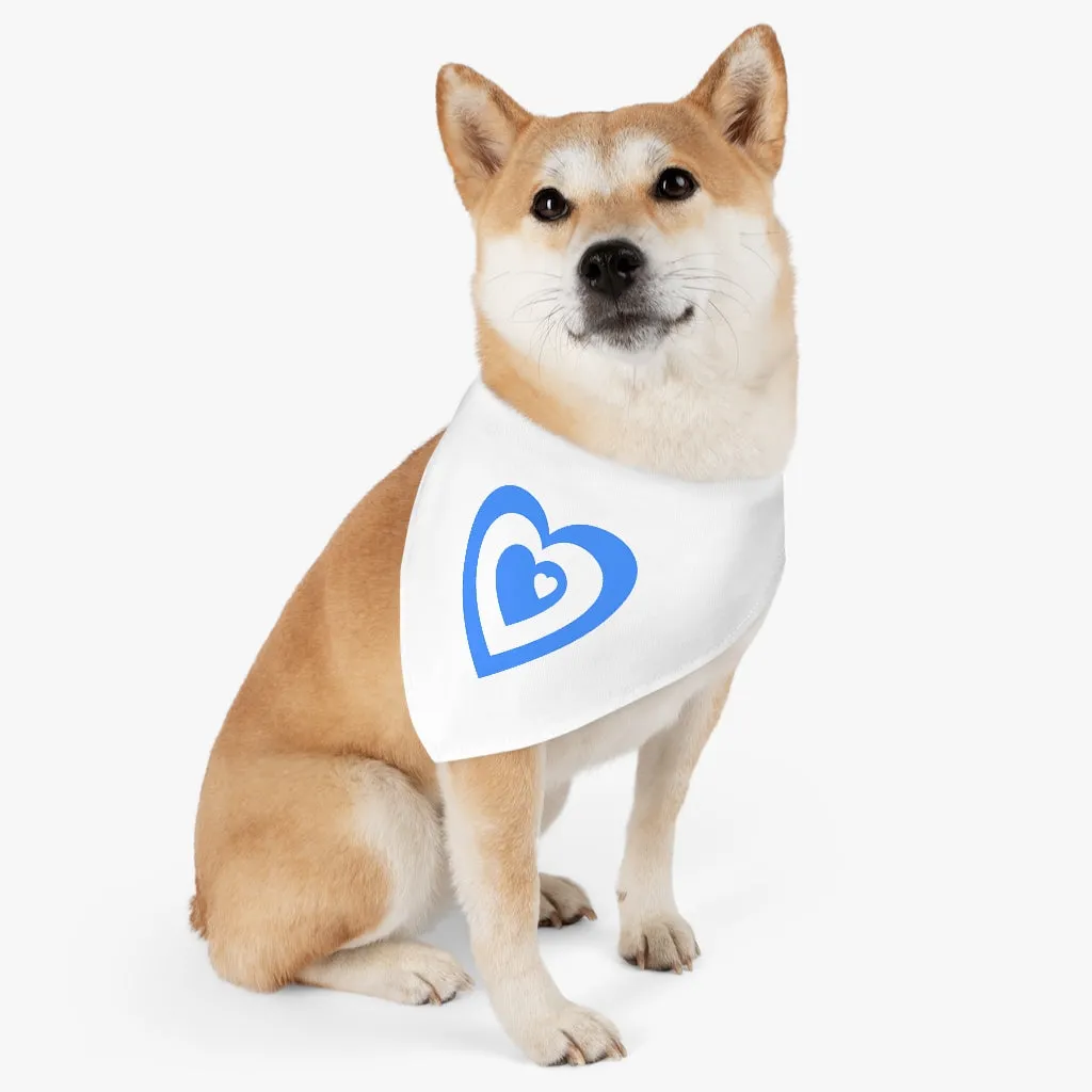 Blue Love Heart Pet Bandana Collar