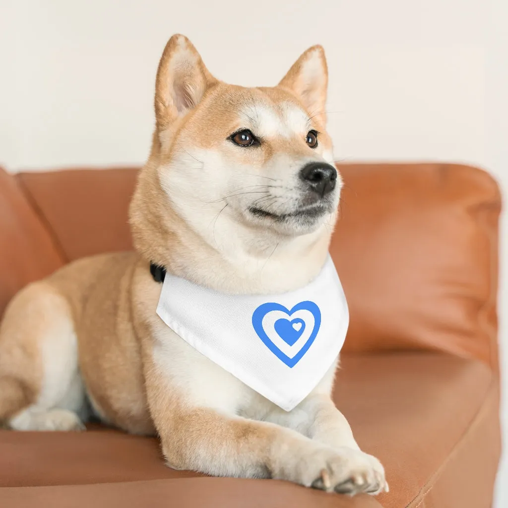 Blue Love Heart Pet Bandana Collar