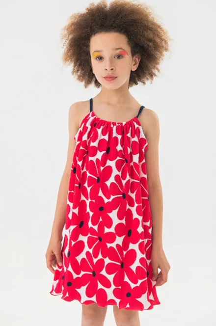 Boboli Allover Red Flower Dress