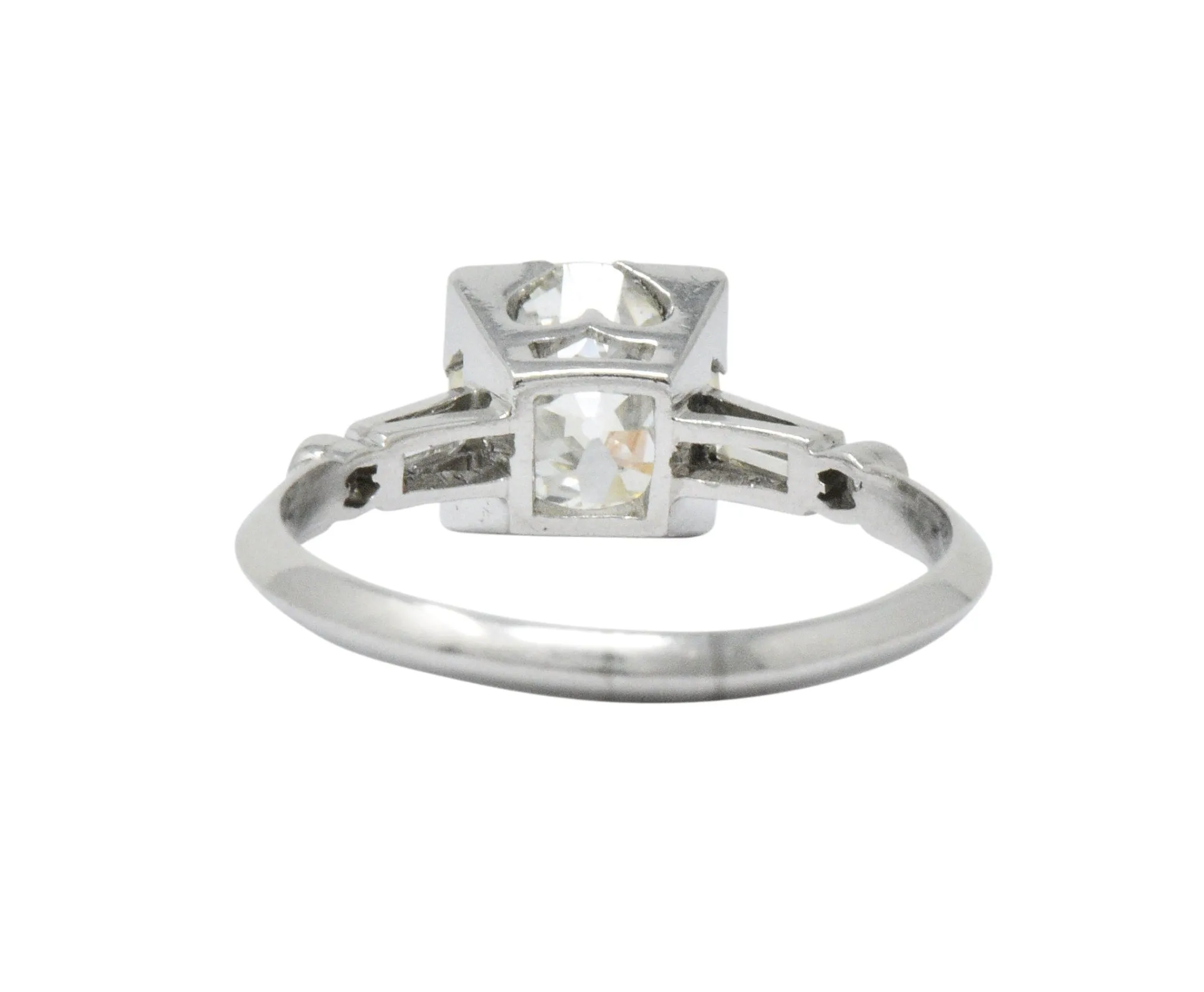Bold Retro 2.34 CTW Old European Diamond Platinum Vintage Engagement Ring GIA