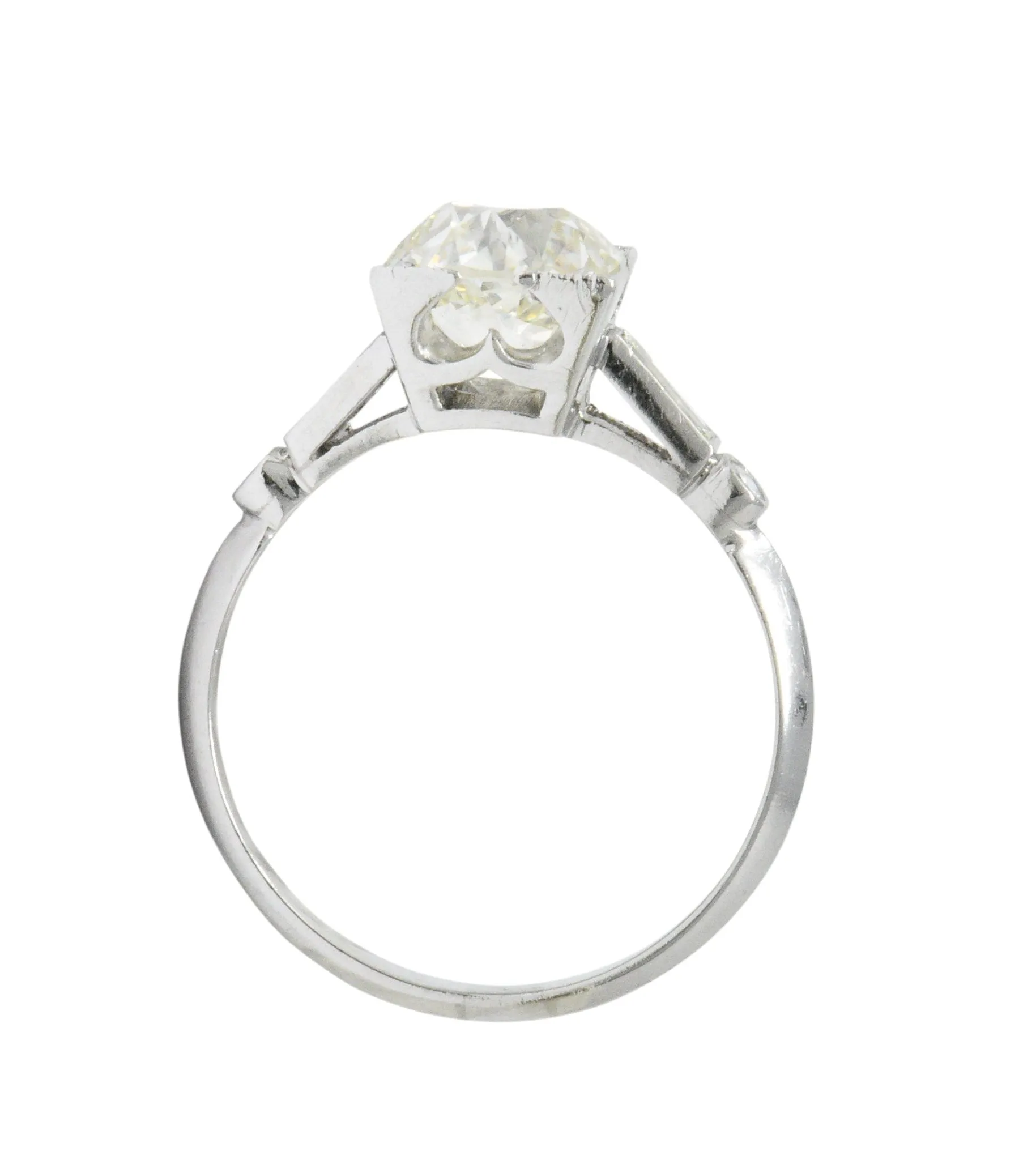 Bold Retro 2.34 CTW Old European Diamond Platinum Vintage Engagement Ring GIA