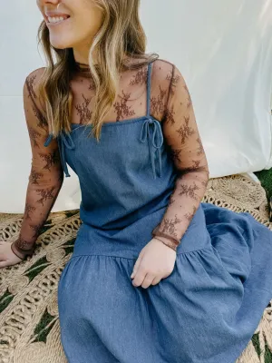 Bonnie Bow Cotton Denim Midi Dress