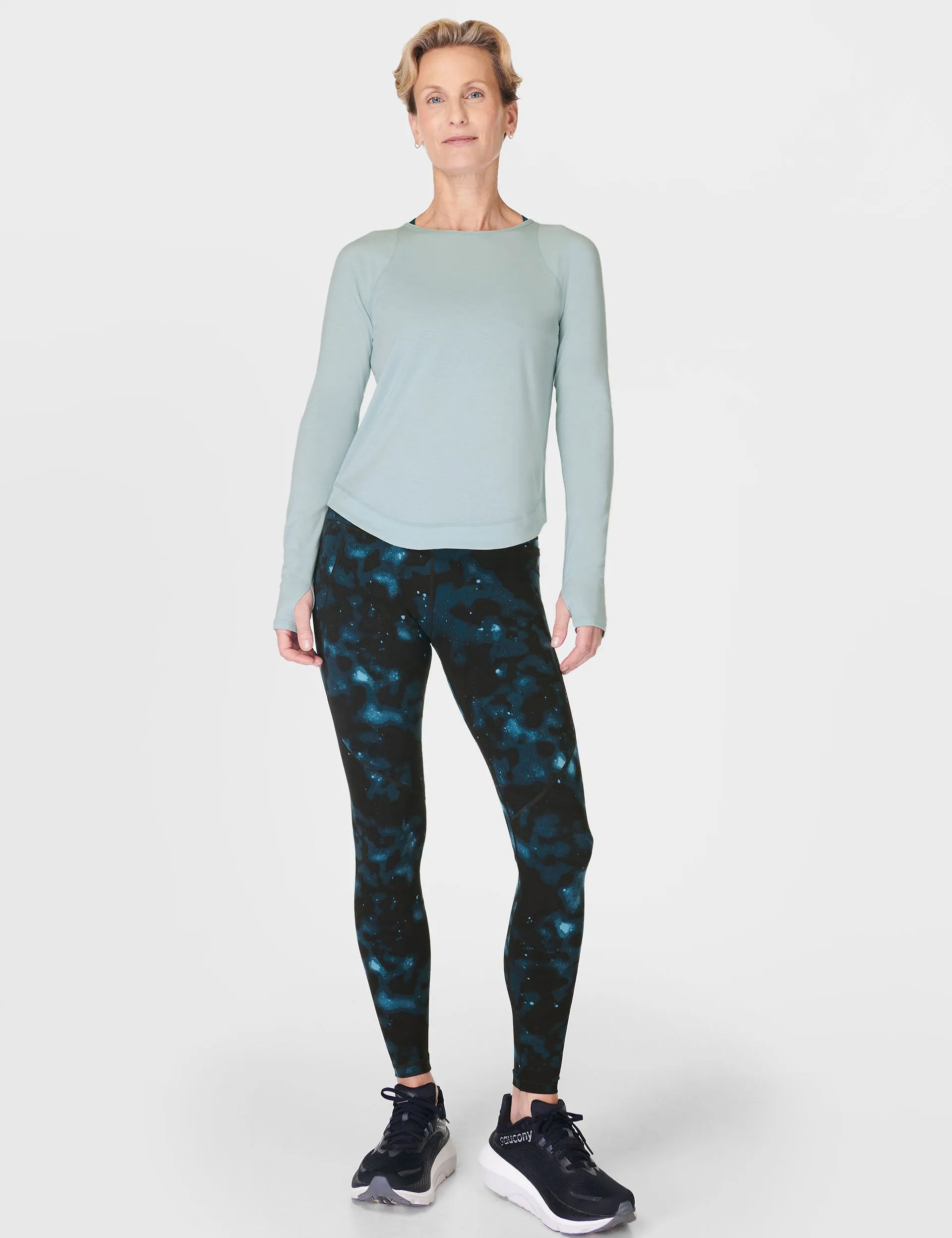 Breathe Easy Running Long Sleeve Top - Muted Teal Blue