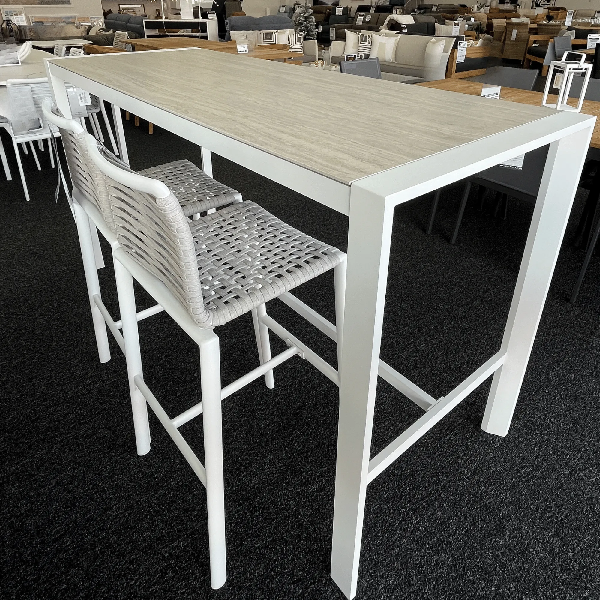 Bremen Ceramic Top Outdoor Bar Table - White