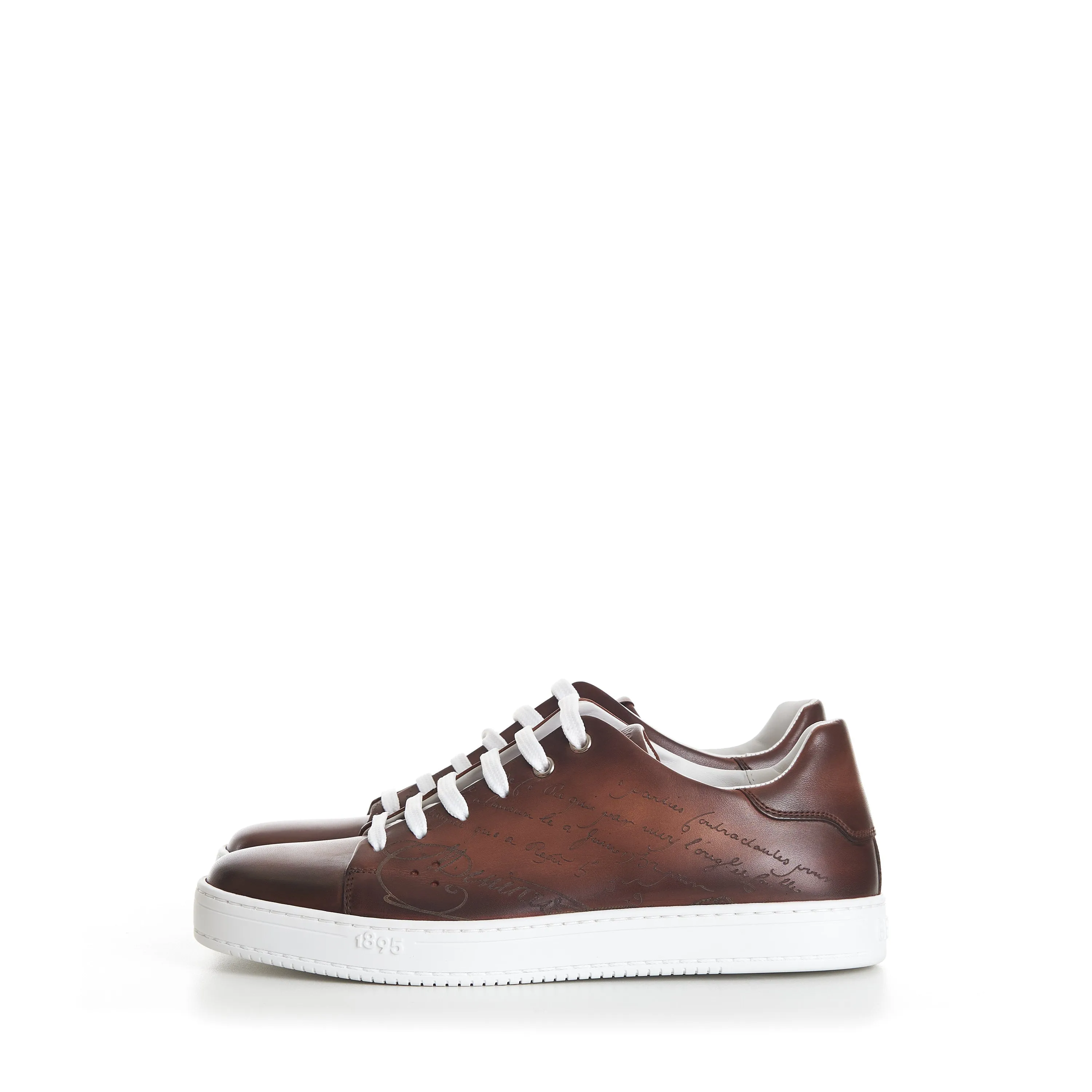 Brown Playtime Patina Scritto Leather Low Top Sneaker