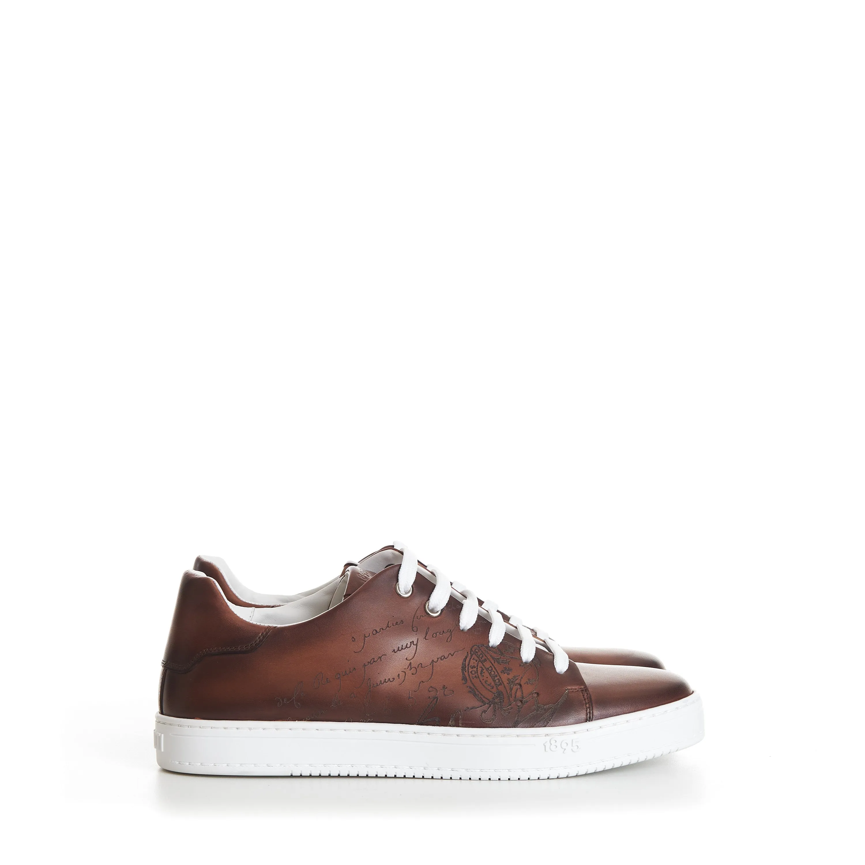Brown Playtime Patina Scritto Leather Low Top Sneaker