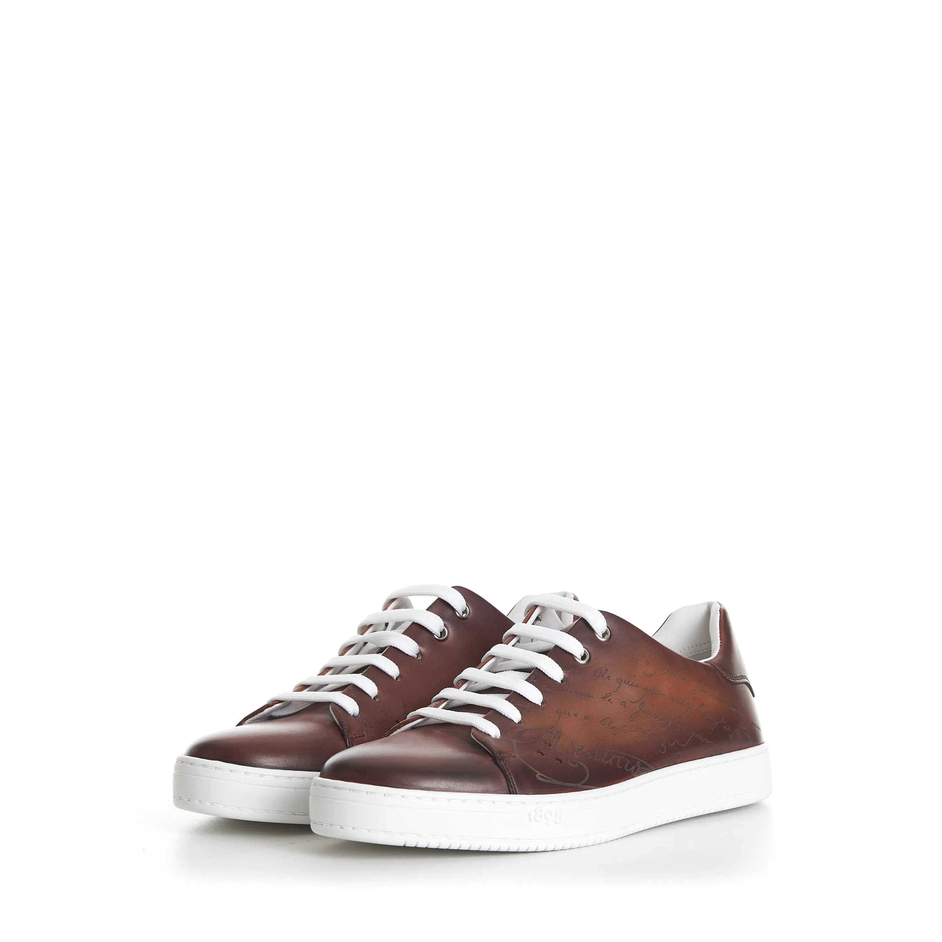 Brown Playtime Patina Scritto Leather Low Top Sneaker