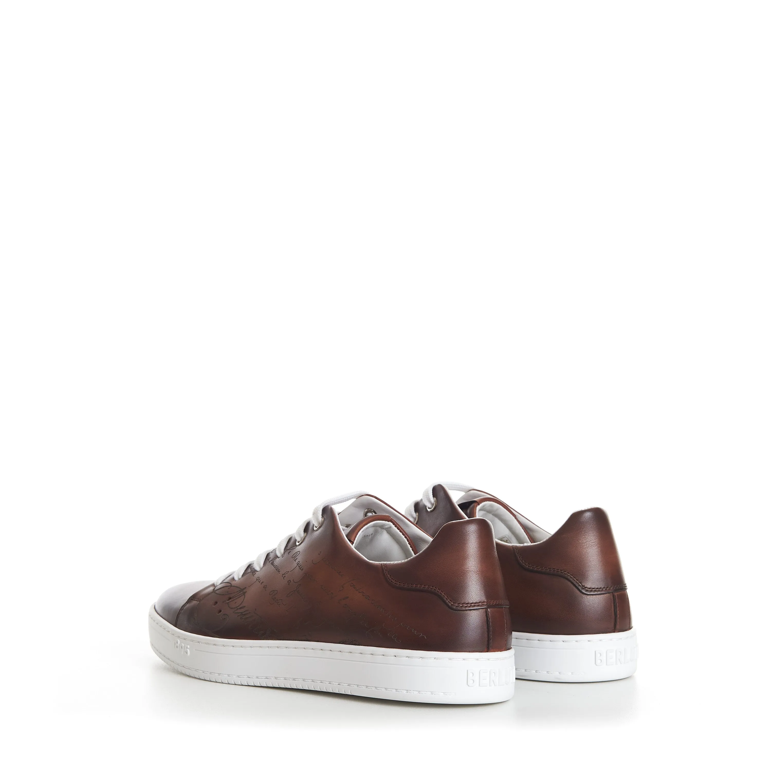 Brown Playtime Patina Scritto Leather Low Top Sneaker