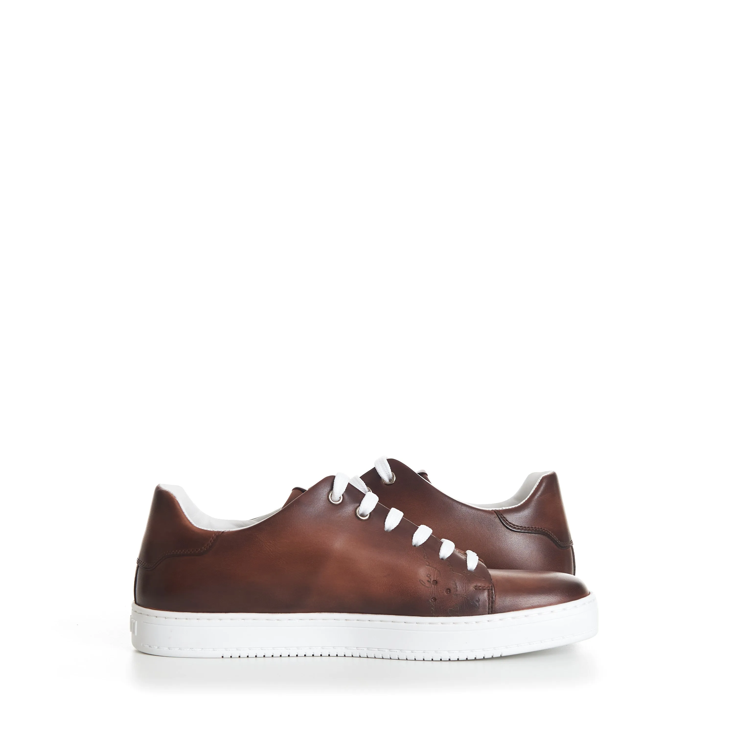 Brown Playtime Patina Scritto Leather Low Top Sneaker