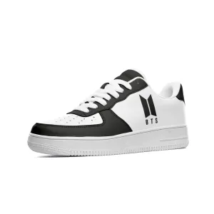 BTS Logo Unisex Low Top Leather Sneakers Black