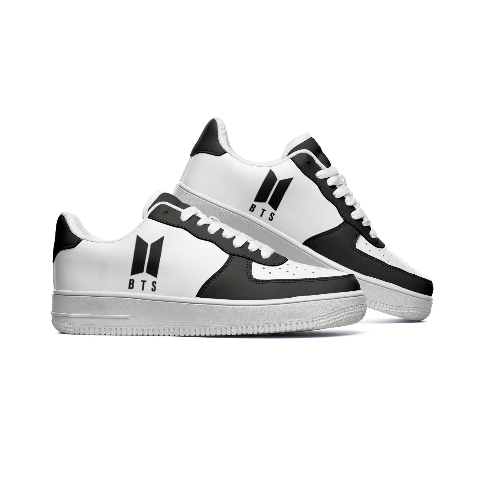 BTS Logo Unisex Low Top Leather Sneakers Black