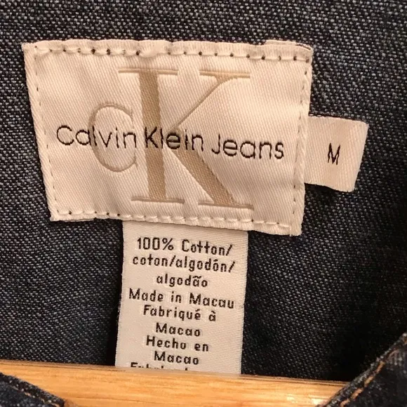 Calvin Klein Trucker Jacket Dark Wash Jean Jacket Denim Coat Med