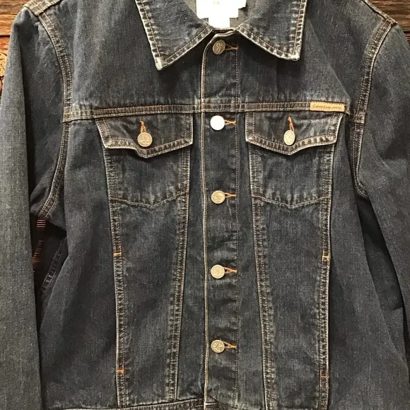 Calvin Klein Trucker Jacket Dark Wash Jean Jacket Denim Coat Med