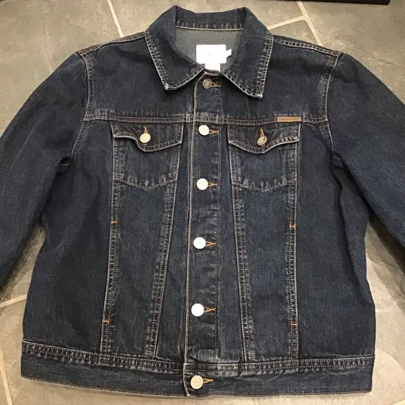 Calvin Klein Trucker Jacket Dark Wash Jean Jacket Denim Coat Med