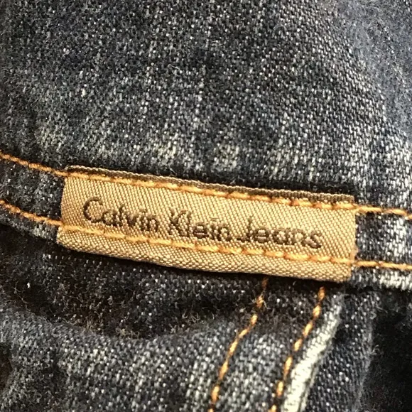 Calvin Klein Trucker Jacket Dark Wash Jean Jacket Denim Coat Med