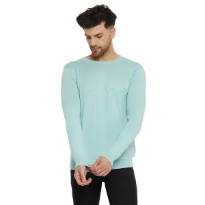 Camla Barcelona Typography Aqua Blue Sweater