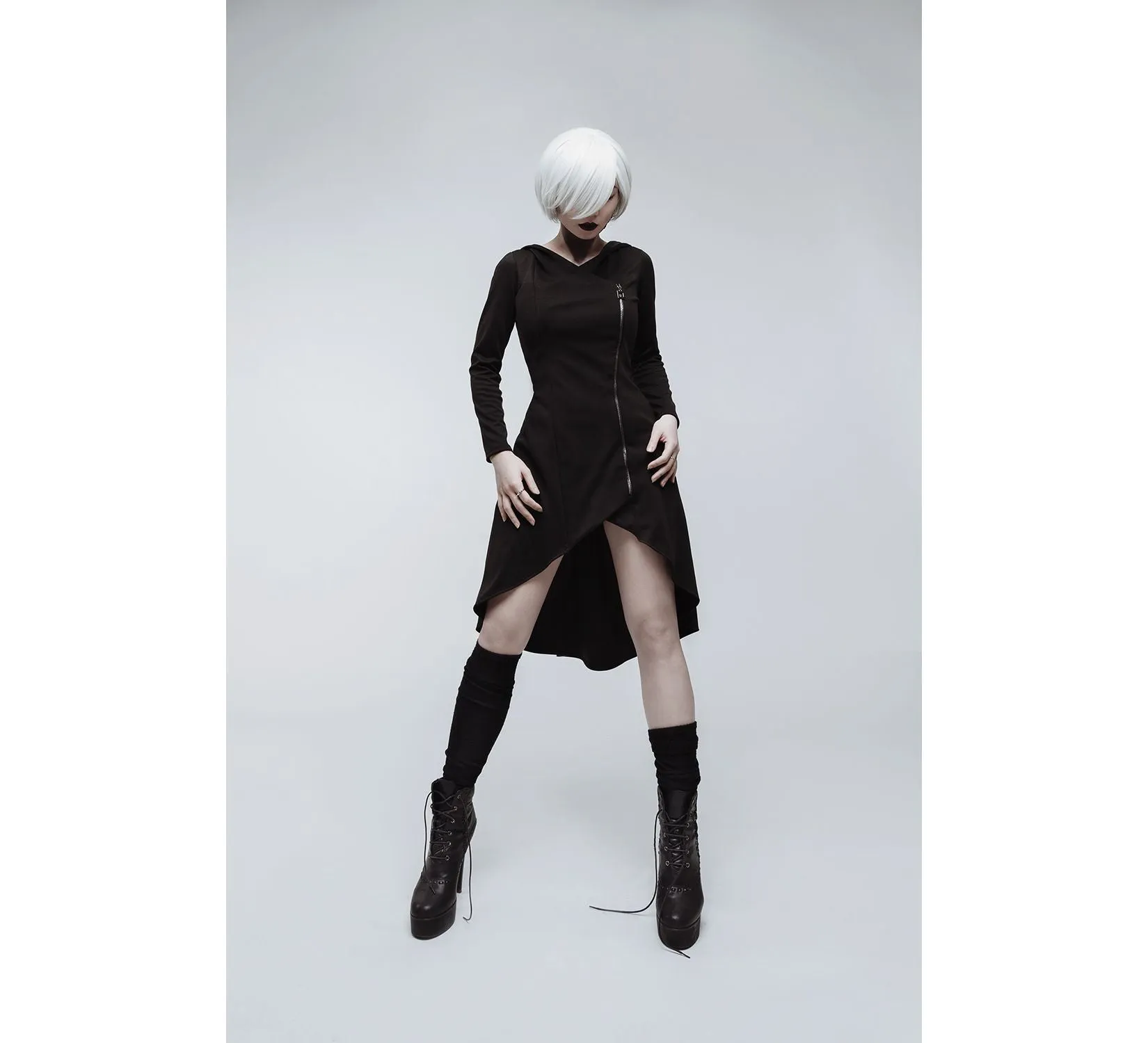 Casual gothic black oversized jersey cardigan