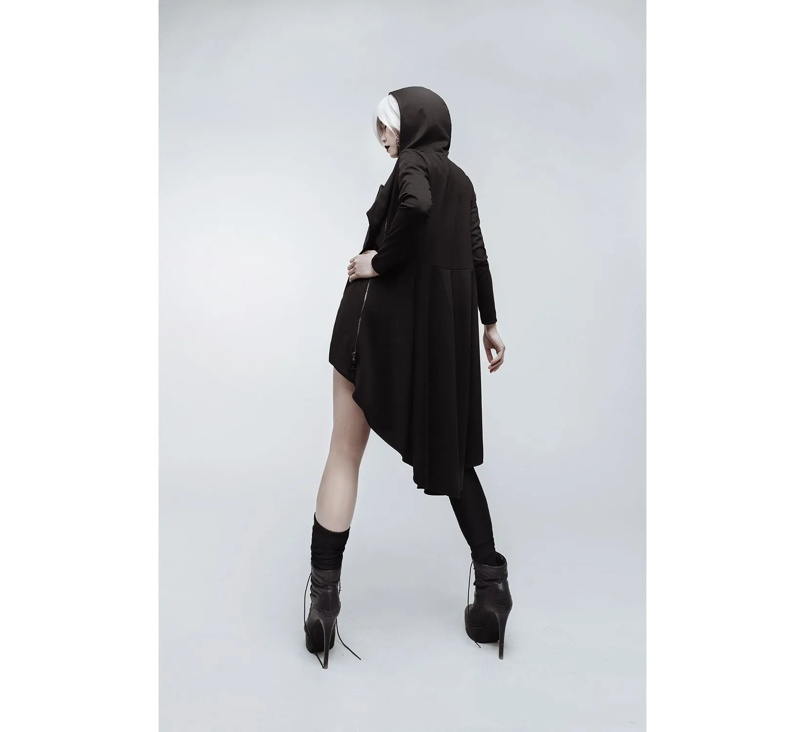 Casual gothic black oversized jersey cardigan