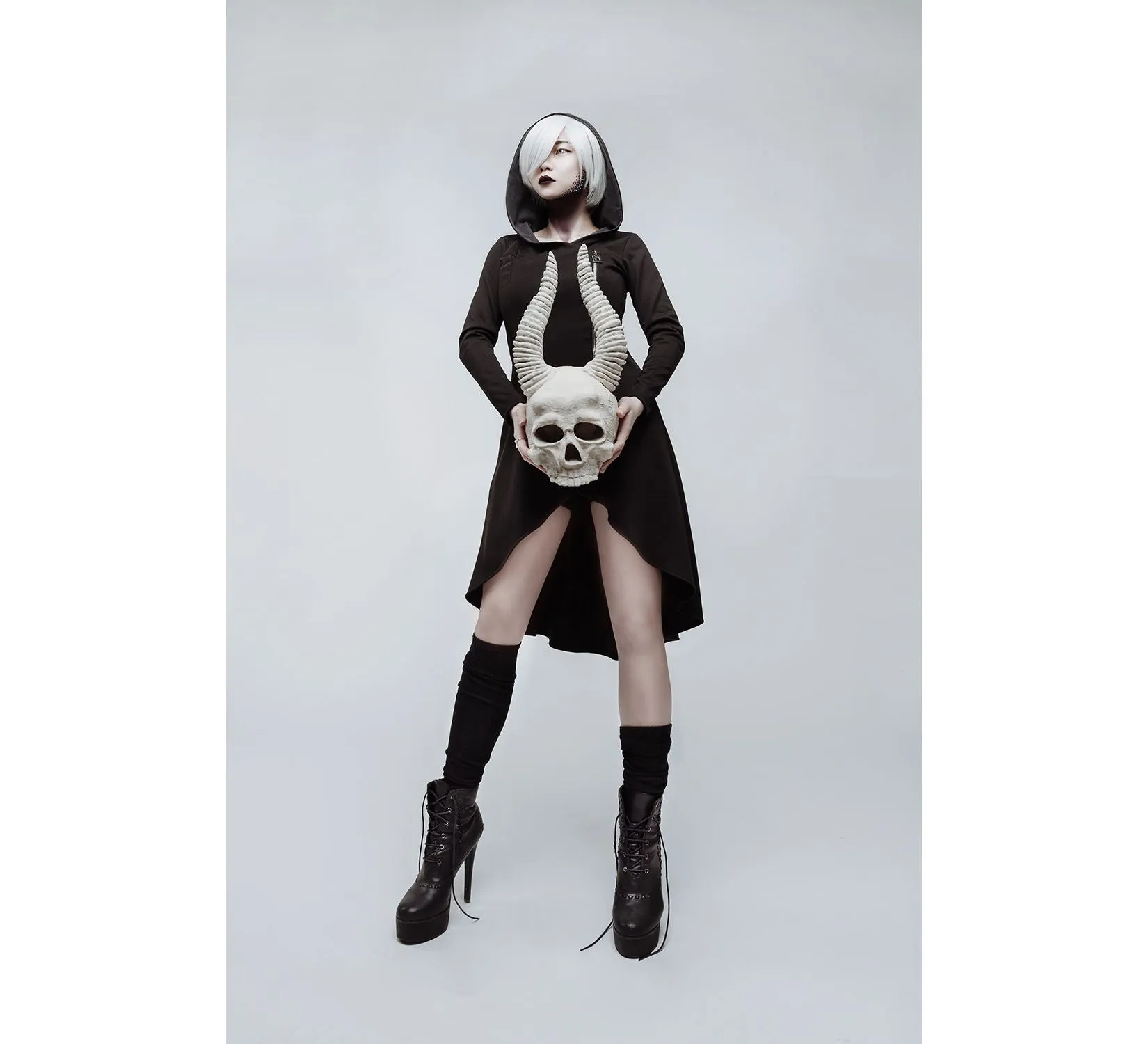 Casual gothic black oversized jersey cardigan