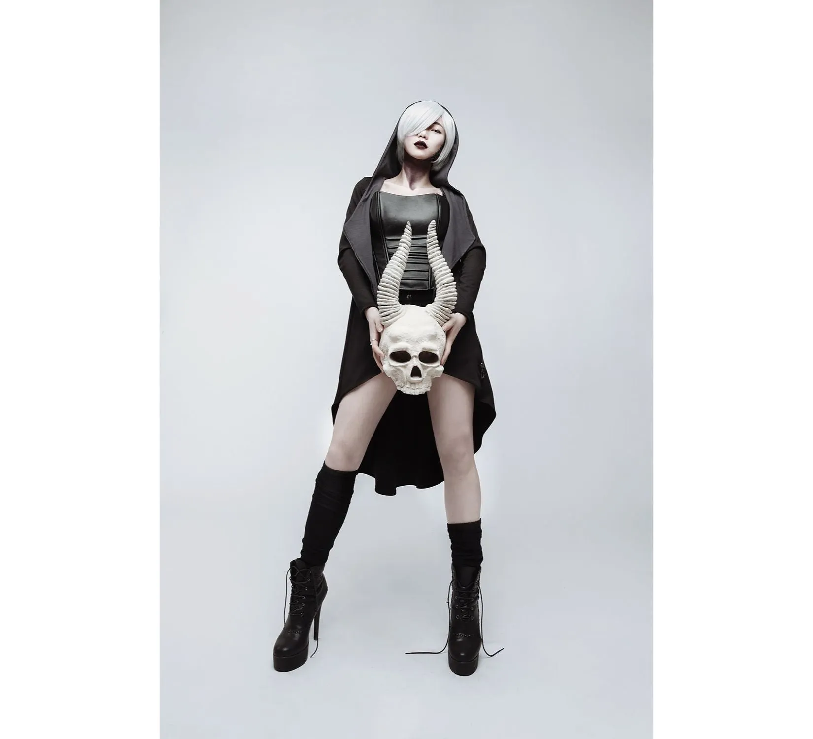 Casual gothic black oversized jersey cardigan