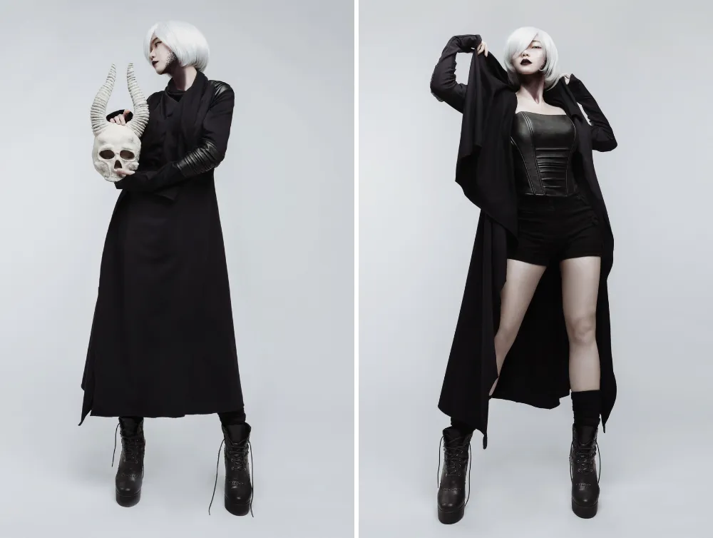 Casual gothic black oversized jersey cardigan