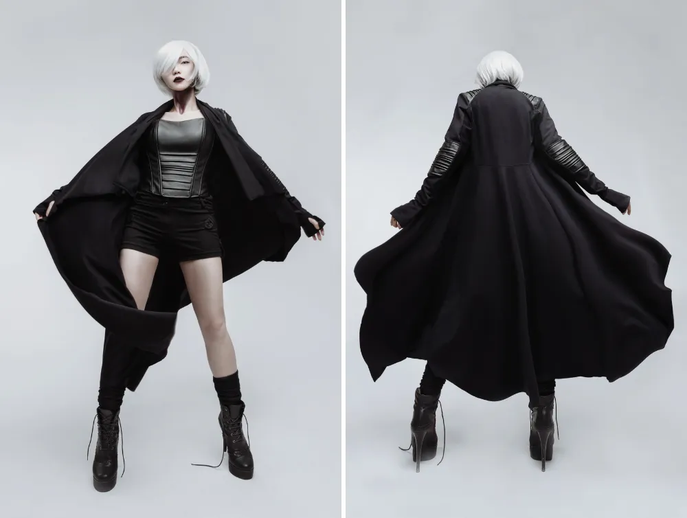 Casual gothic black oversized jersey cardigan