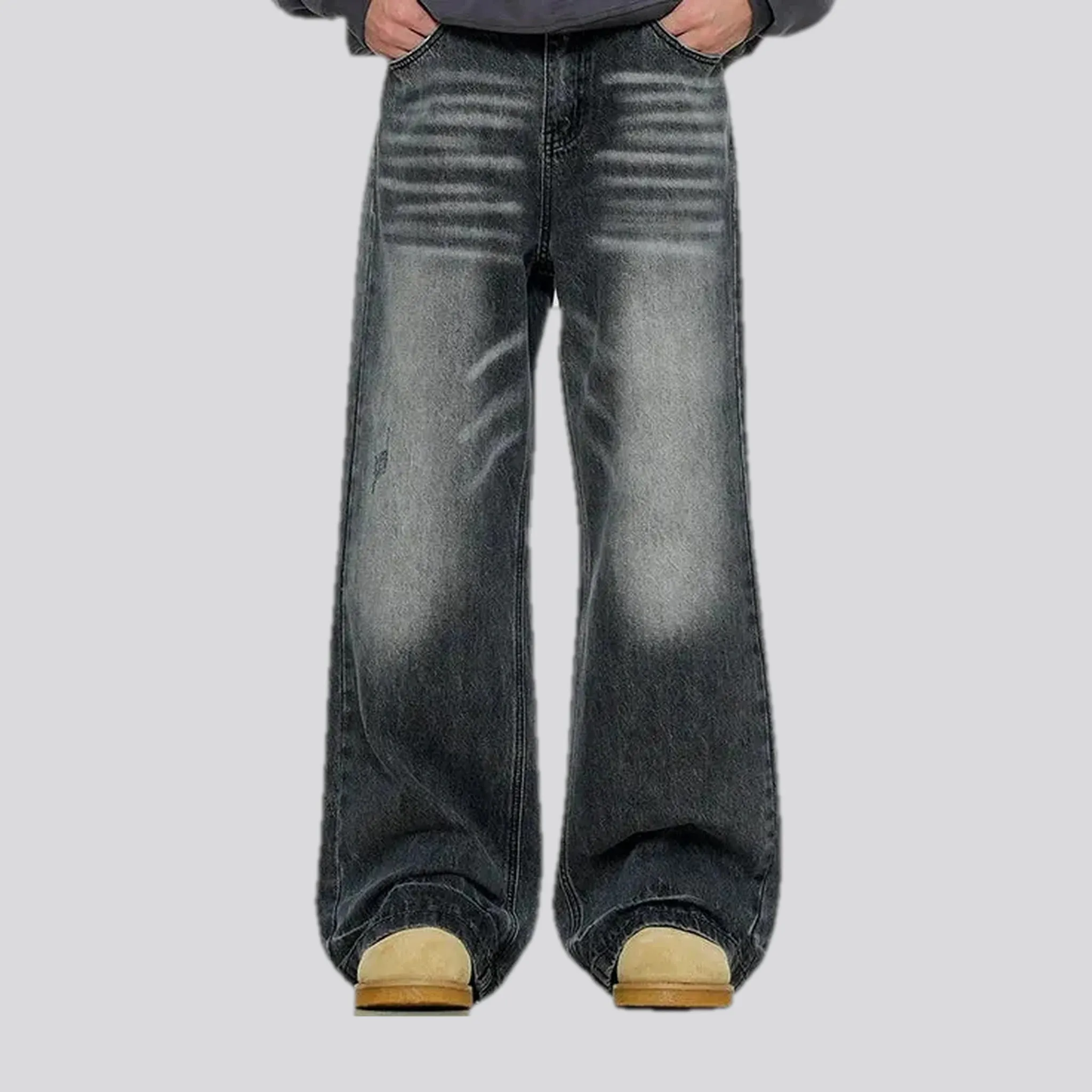 Casual retro whiskered jeans for men