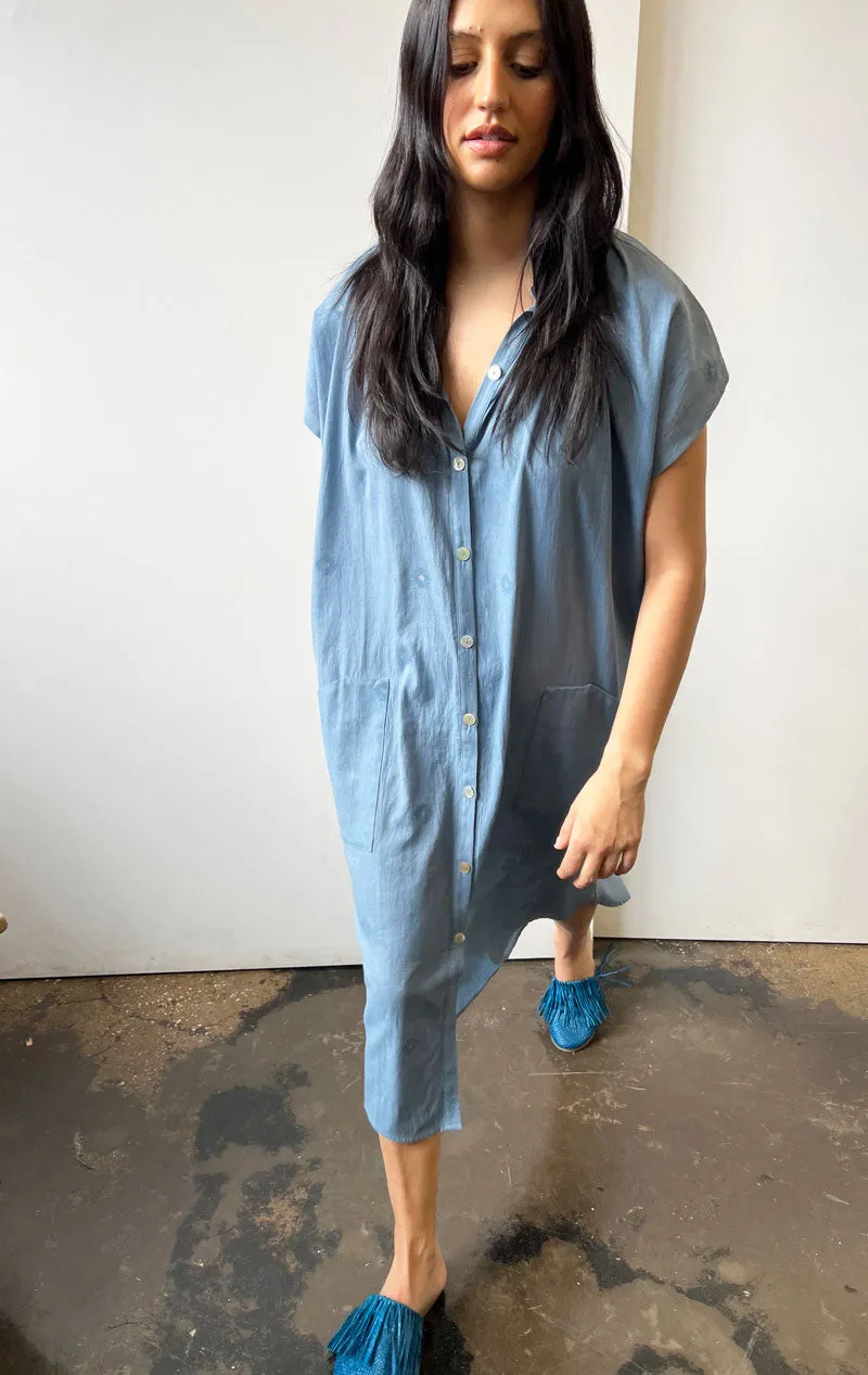 Chambray Khadi button dress-sale