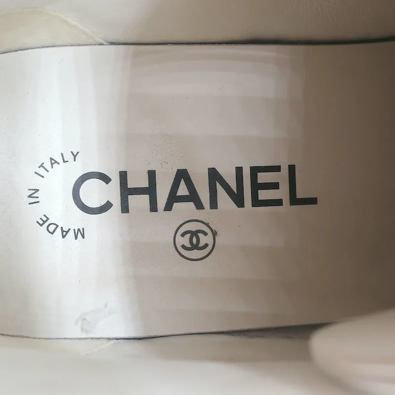 Chanel 24P CC Low Top Sneakers White Leather Size 36