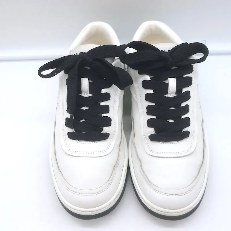 Chanel 24P CC Low Top Sneakers White Leather Size 36