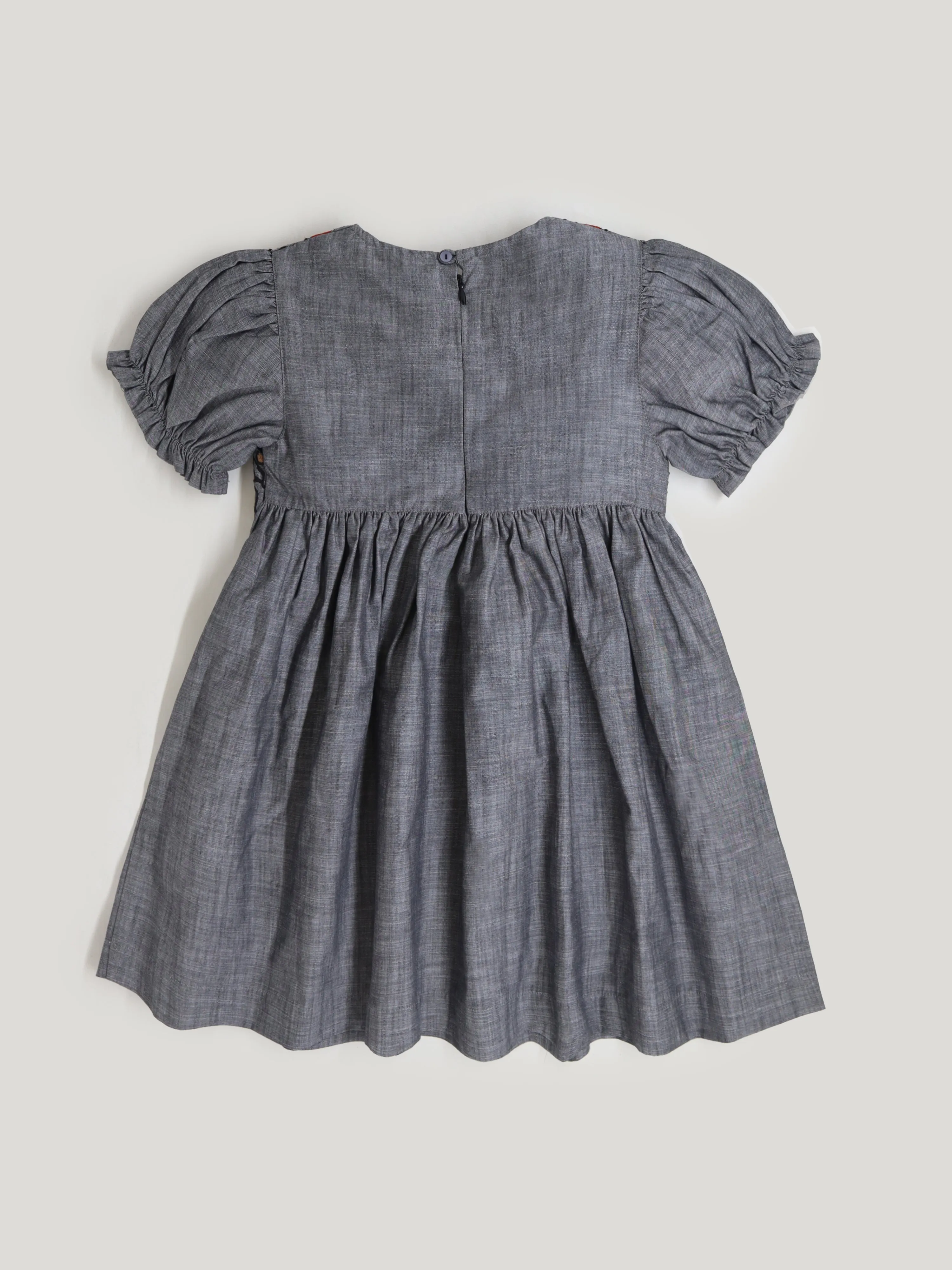 Cherry Crumble Girls Grey Knee Length Self Texture Dress