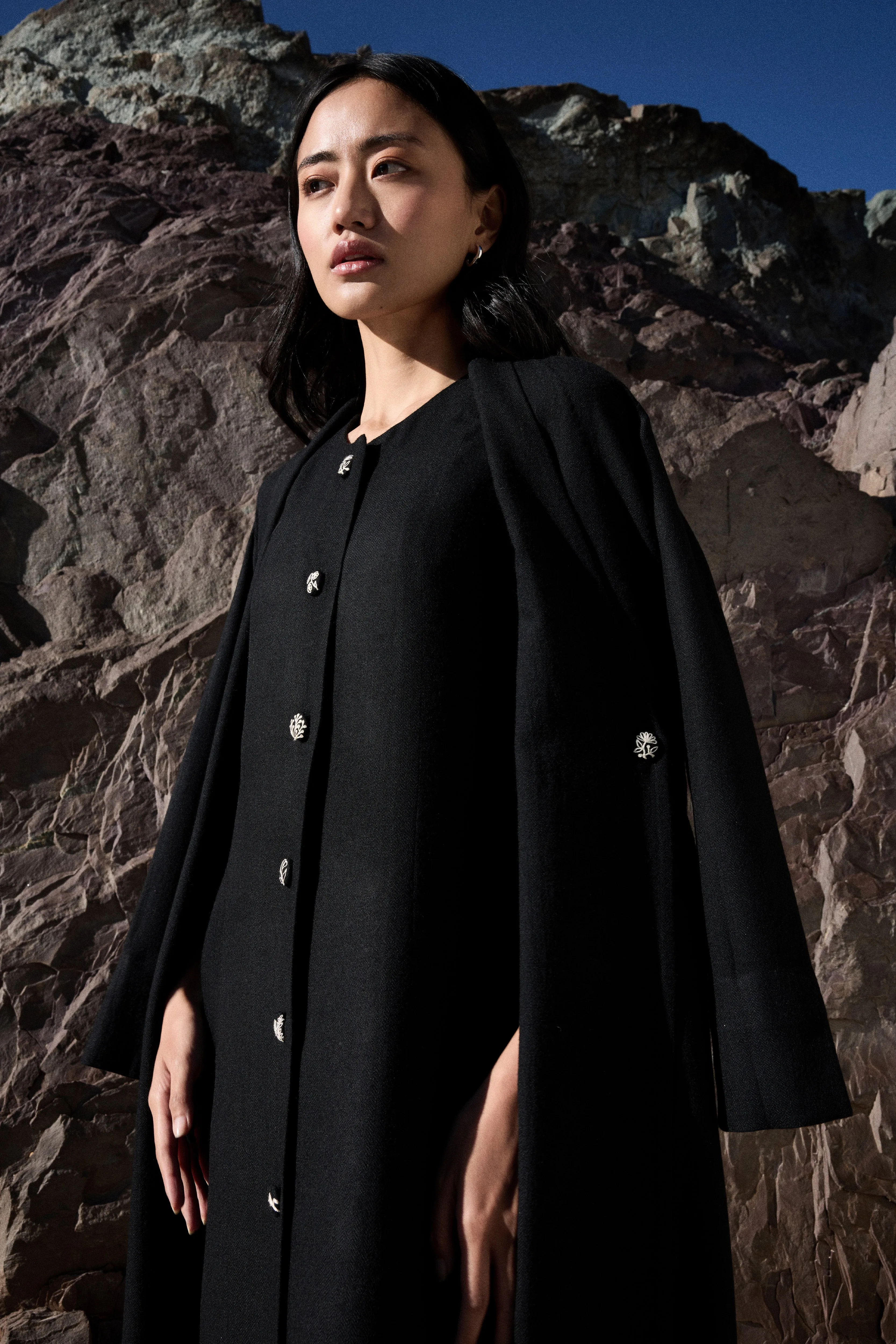 Chilling Woollen Dress (Black) & Moriri Woollen Overlay Dress (Black)