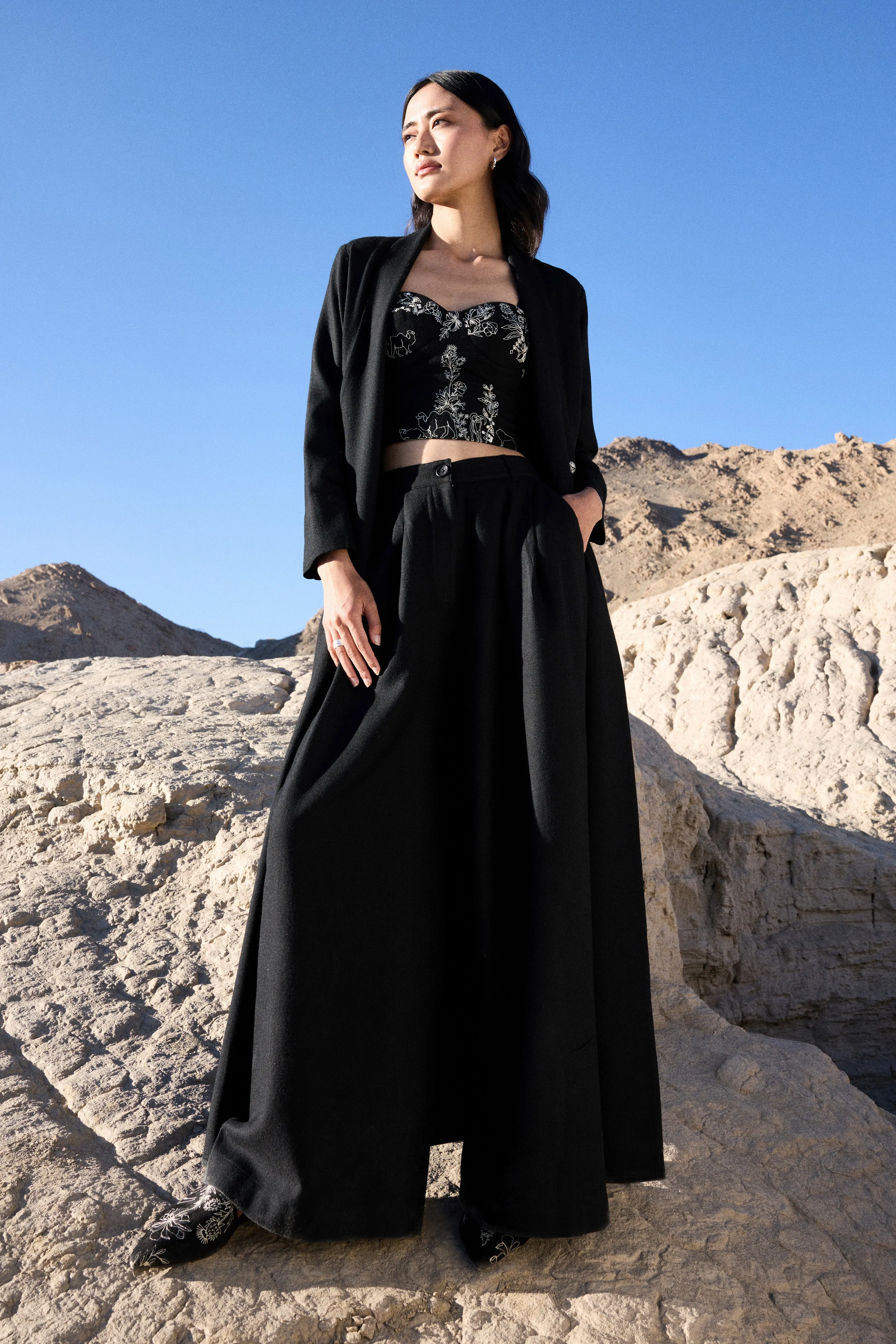 Chilling Woollen Dress (Black) & Moriri Woollen Overlay Dress (Black)