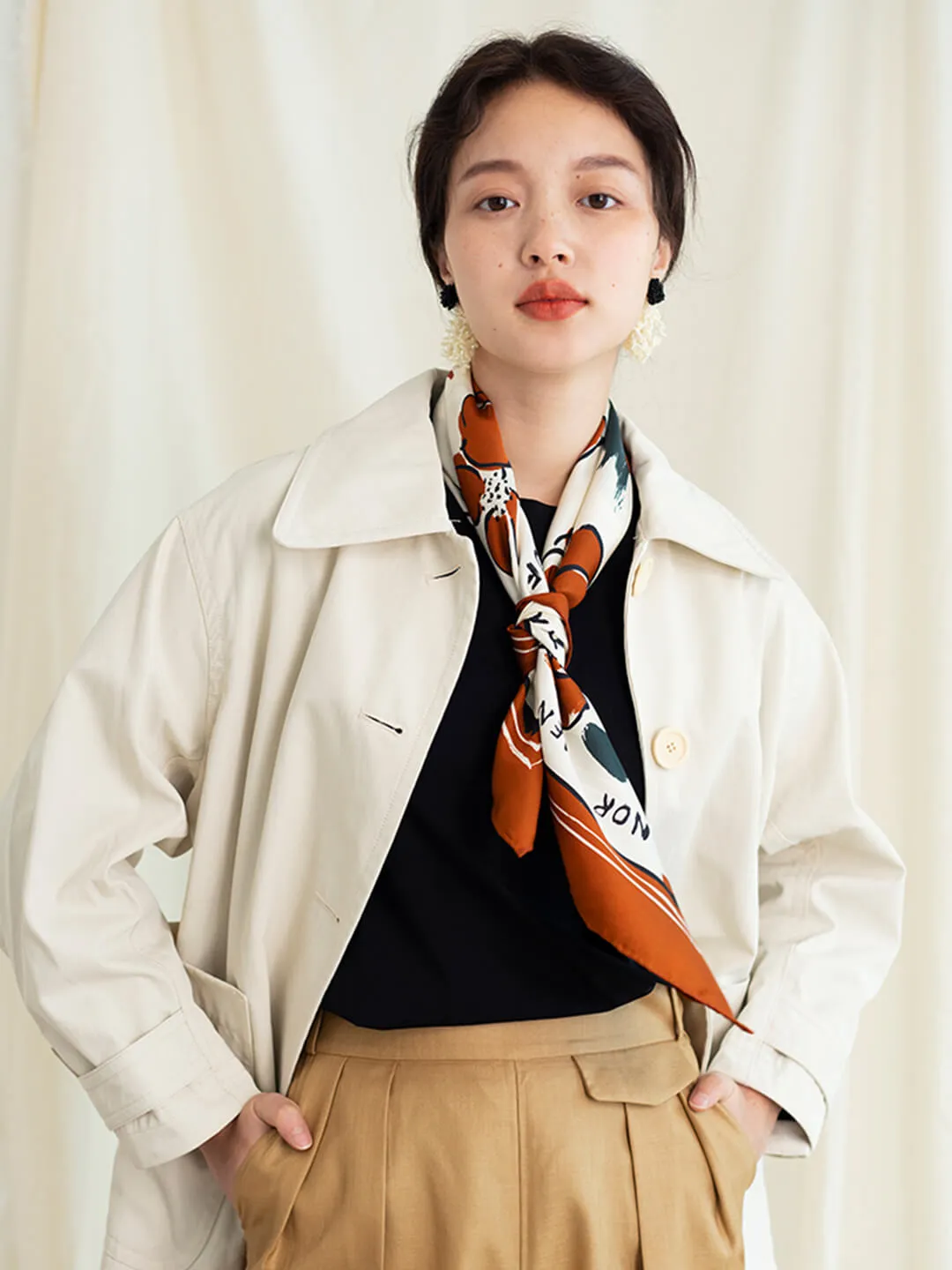 Chowxiaodou Rainbow Girl Twill Silk Square Scarf